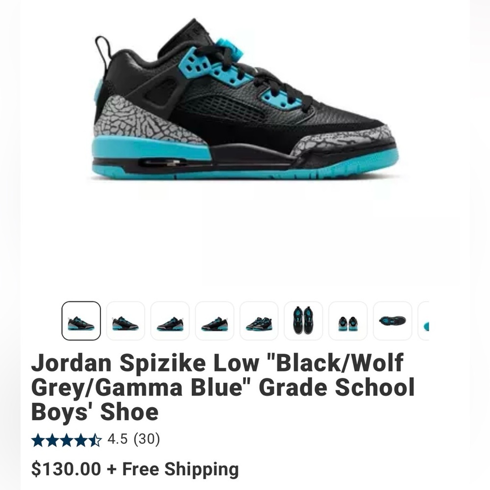 Jordan Spizike Low Kids Sneakers - Black and Blue